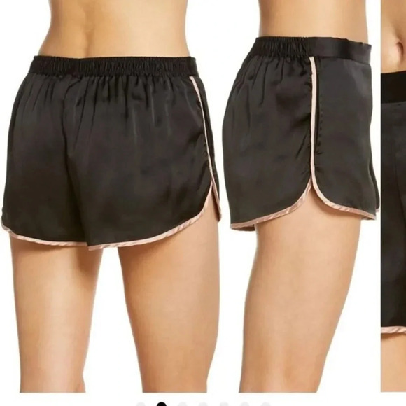 NWOT ETAM “LUANA” SATIN PJ SHORTS BLUSH/BLACK SIZE LARGE - Picture 5 of 12